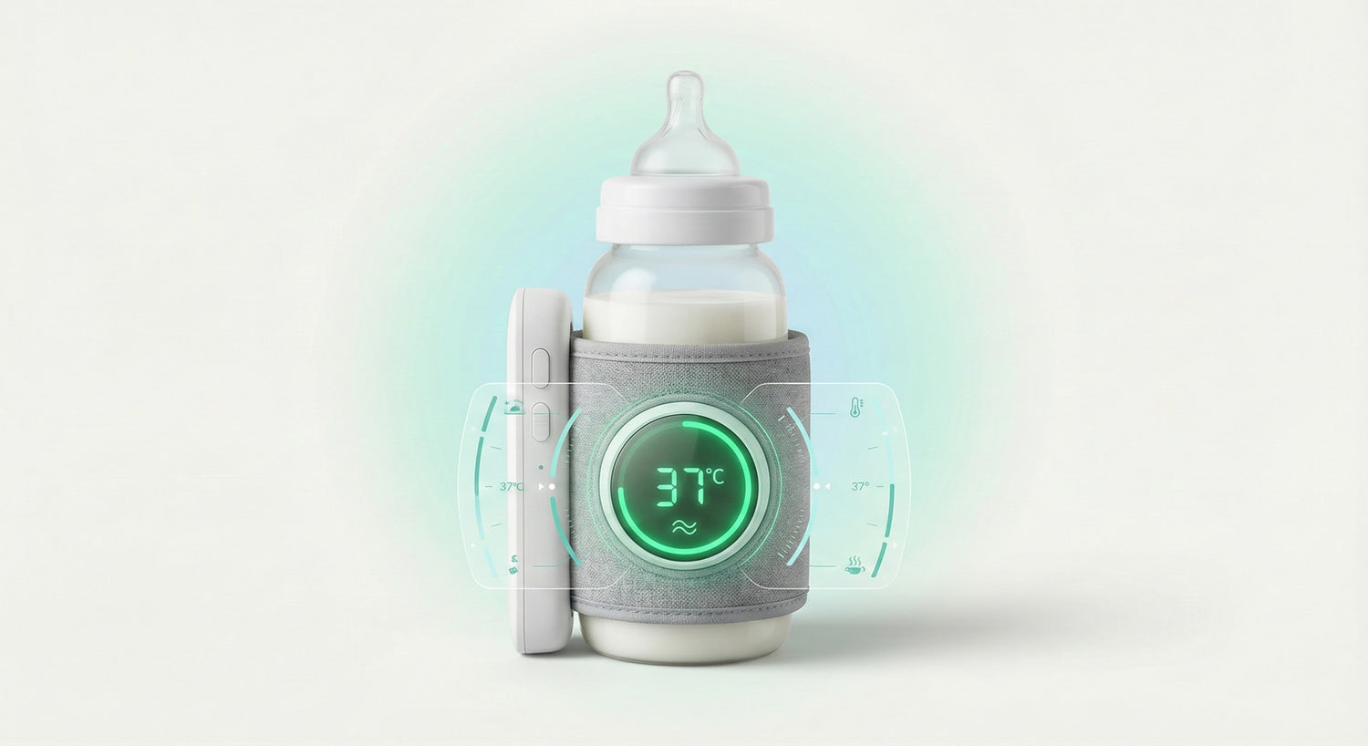 Portable bottle warmer showing precise milk temperature on digital display for safe baby feeding | Go Mommy